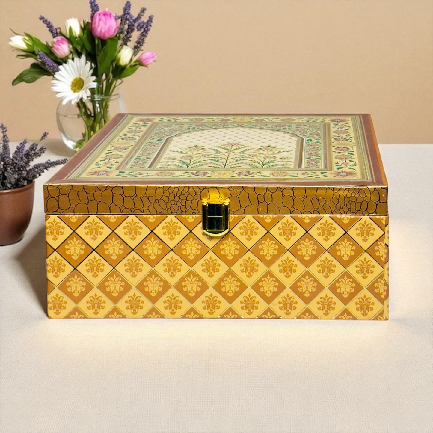 Mustard Floral 4 Jar box (With Bag)