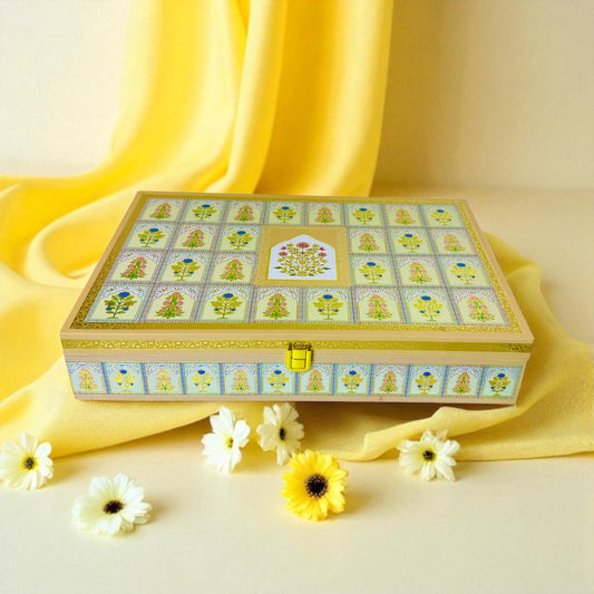 Yellow Floral 6 jar box (with Bag)