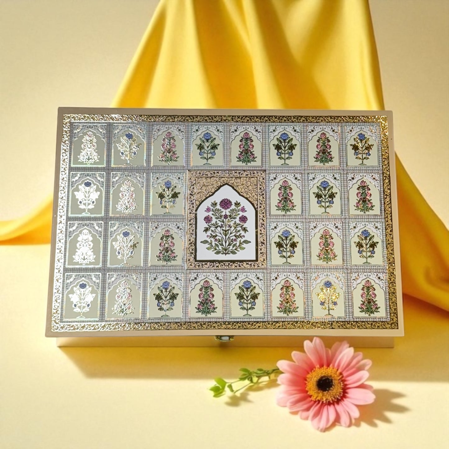 Yellow Floral 6 jar box (with Bag)