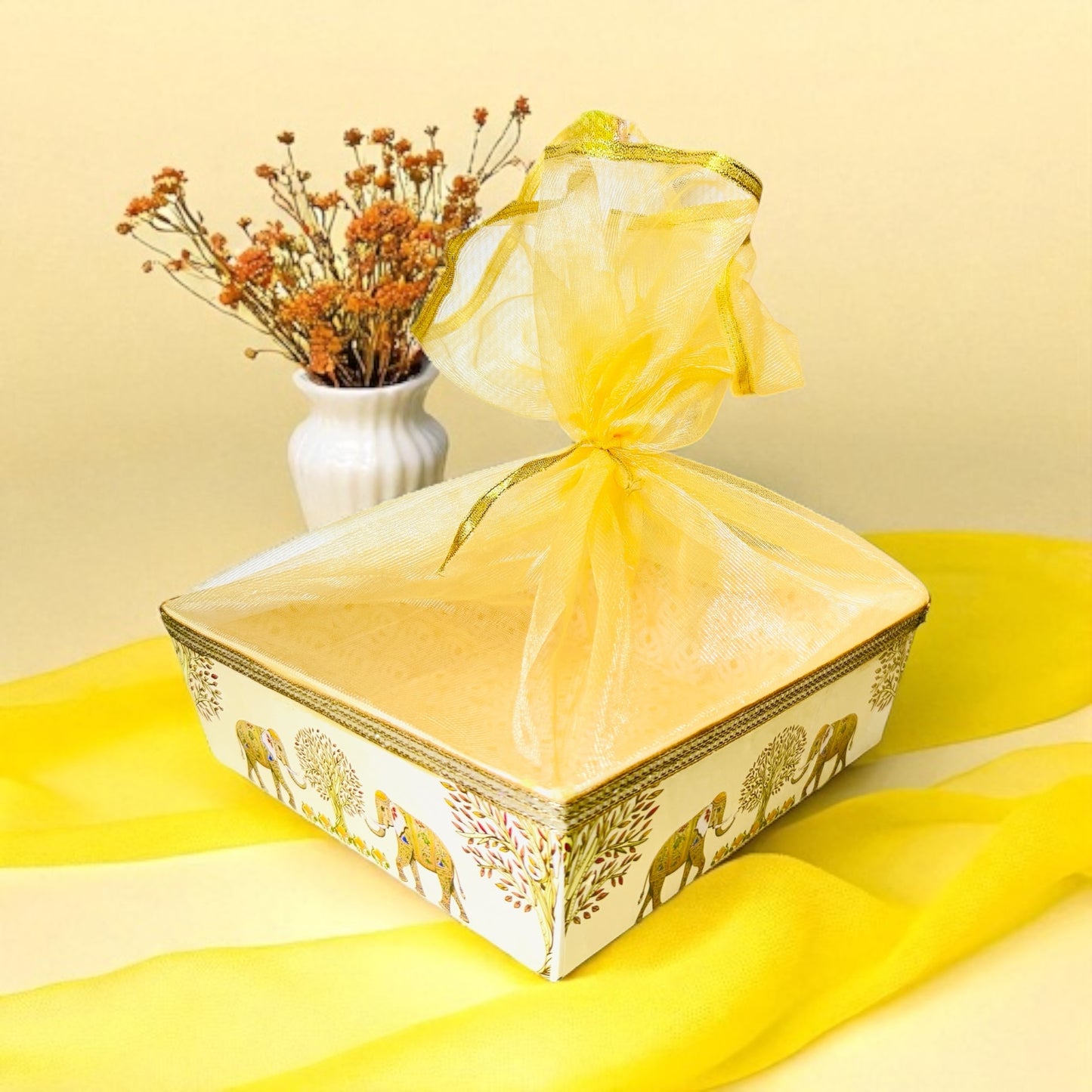 Elephant Square Cardboard Basket with net (Pack of 100)
