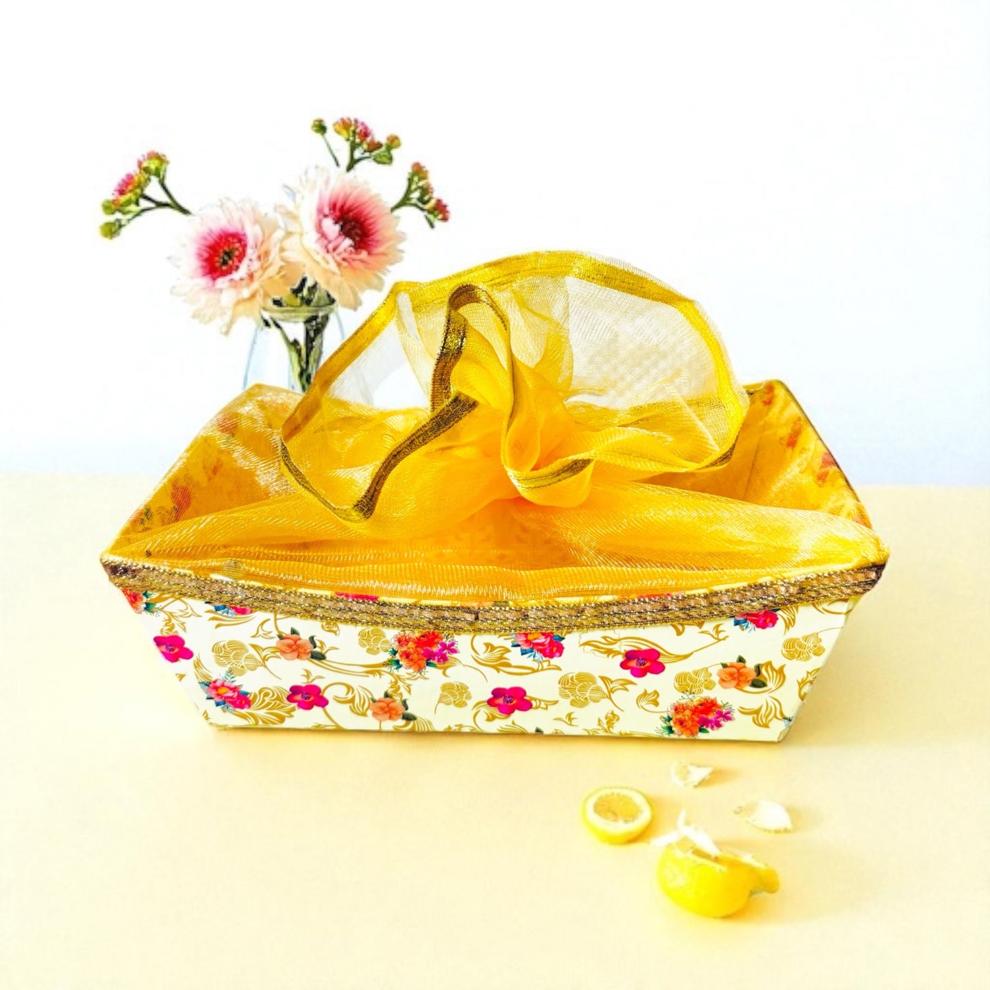 Floral Boat Cardboard Basket with net (Pack of 100)