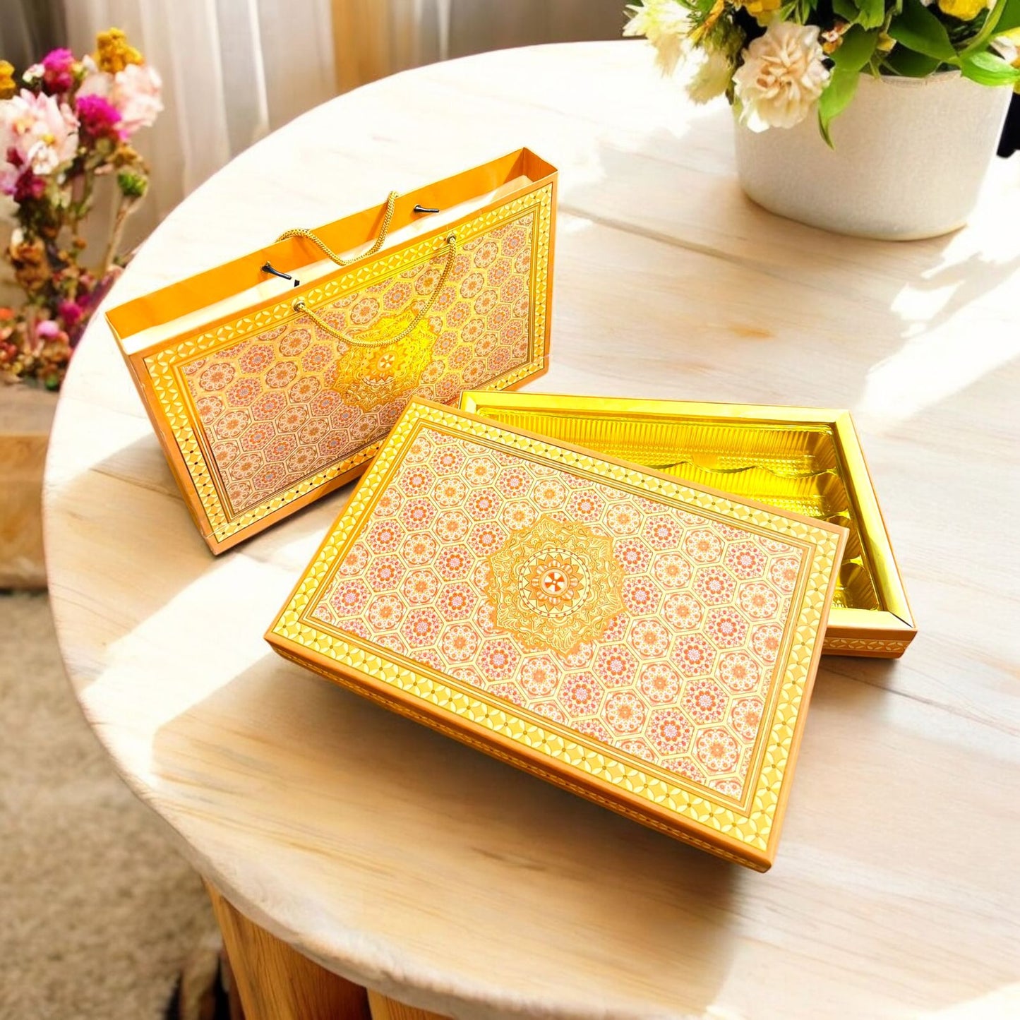 Orange Pattern Sweet Box with bag(Pack of 10)