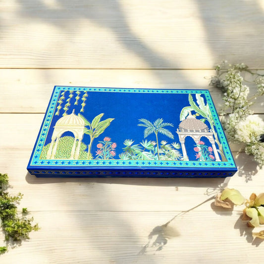 Blue Pichwai Long Bhaji Box