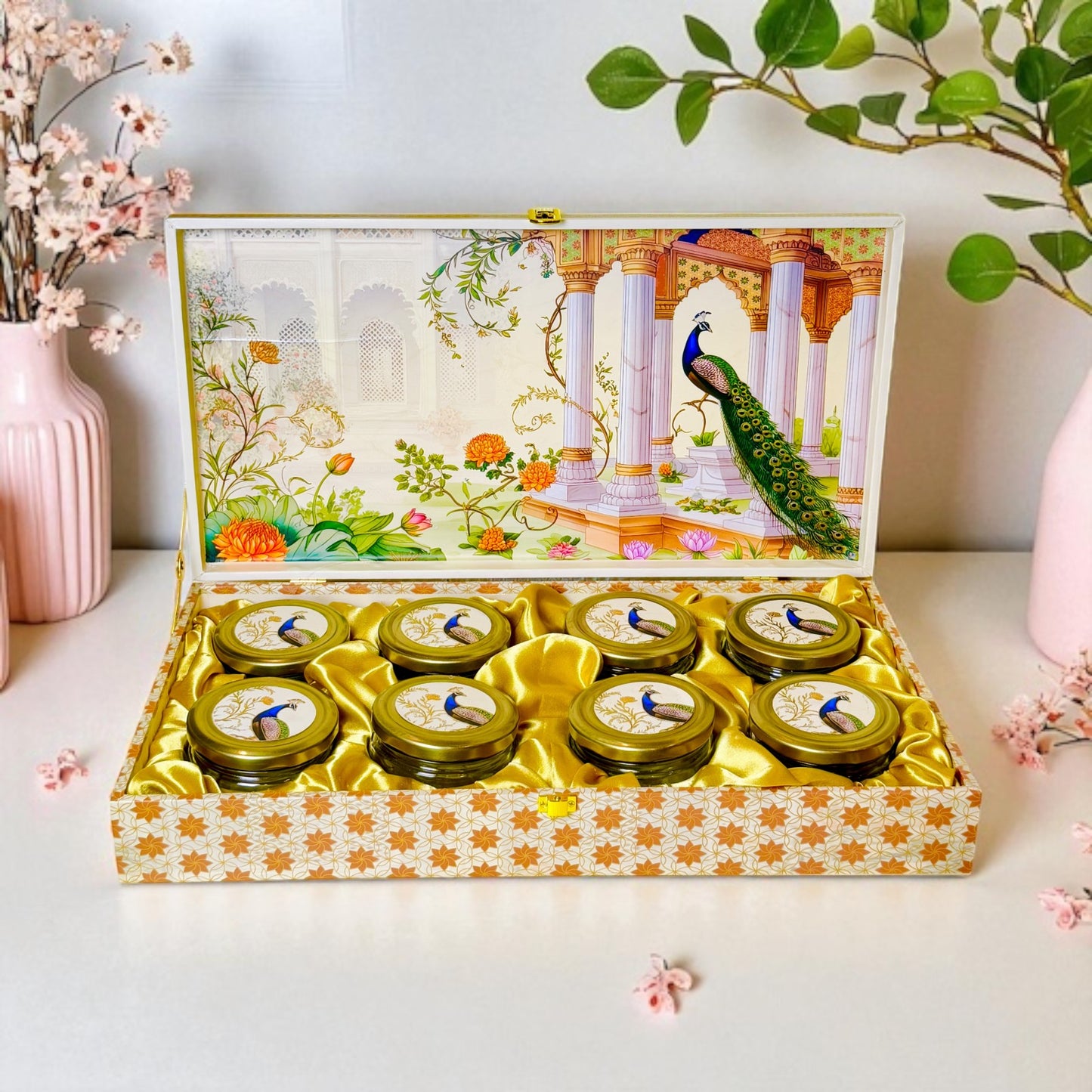 Peacock Palace 8 Jar Dryfruit box (with Bag)
