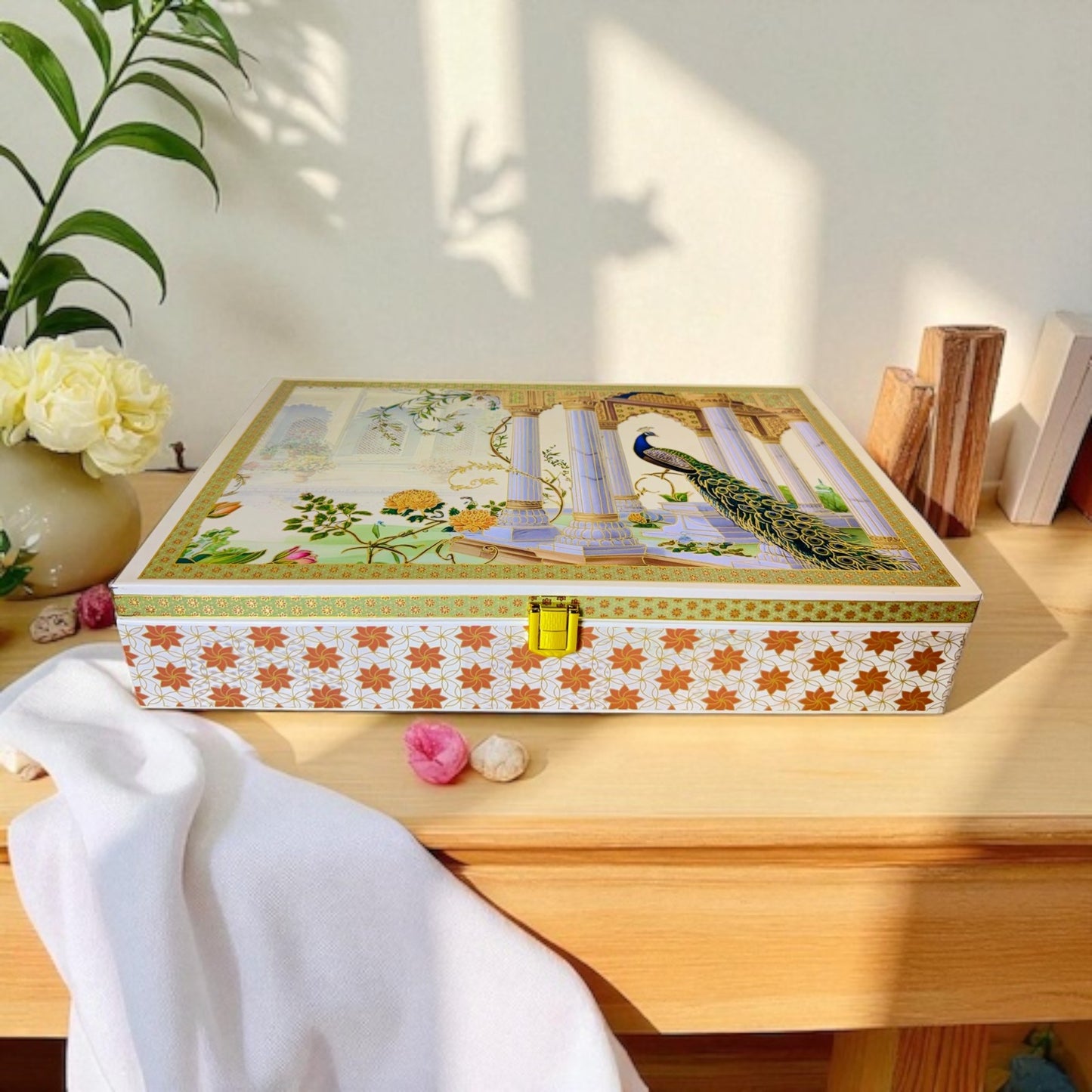 Peacock Palace 8 Jar Dryfruit box (with Bag)