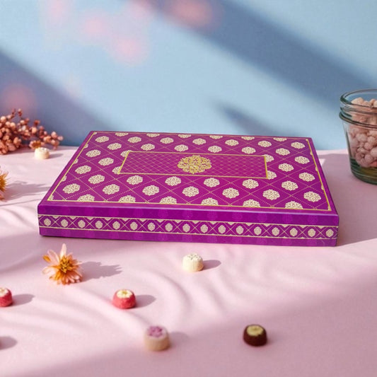 Magenta Pattern Sweet Box with bag (Pack of 10)