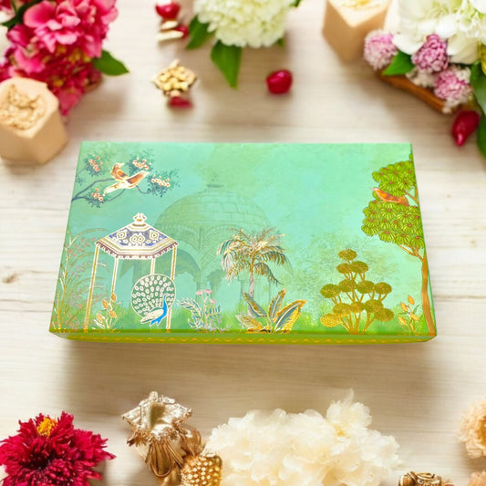 Pichwai art green Sweet box(Pack of 10)