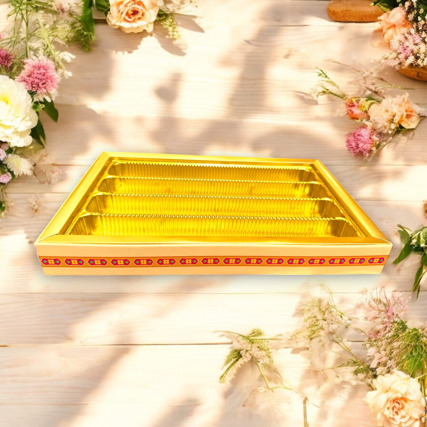 Yellow Hawa Mahal Sweet box with bag(Pack of 10)