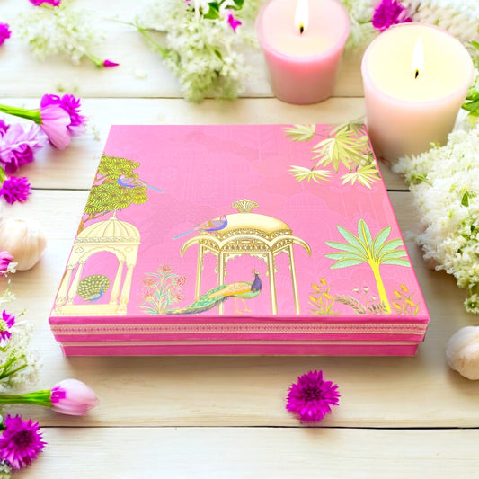 Pink Pichwai Bhaji Box(With Bag)