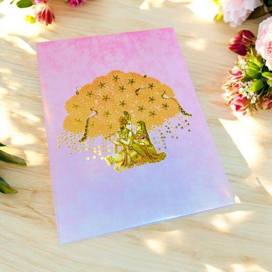 Pink Radha Krishna Wedding Card