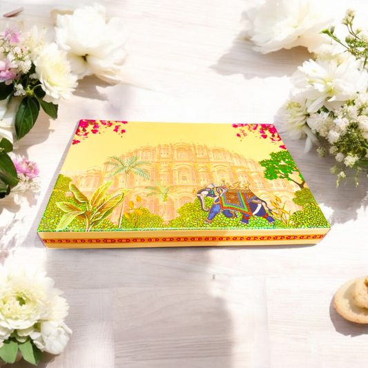 Yellow Hawa Mahal Sweet box with bag(Pack of 10)