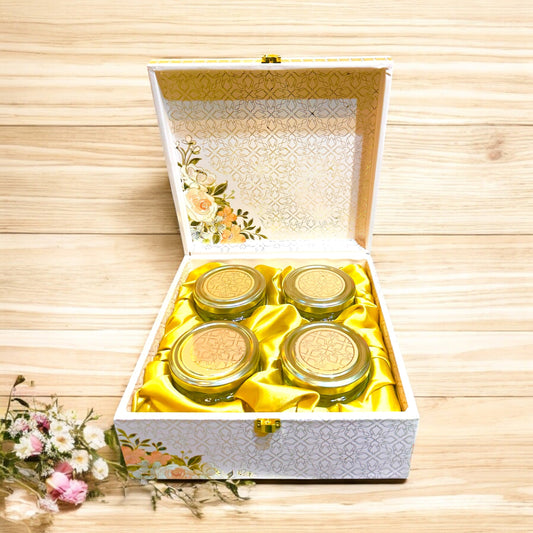 Cream Floral 4 Jar box(With Bag)