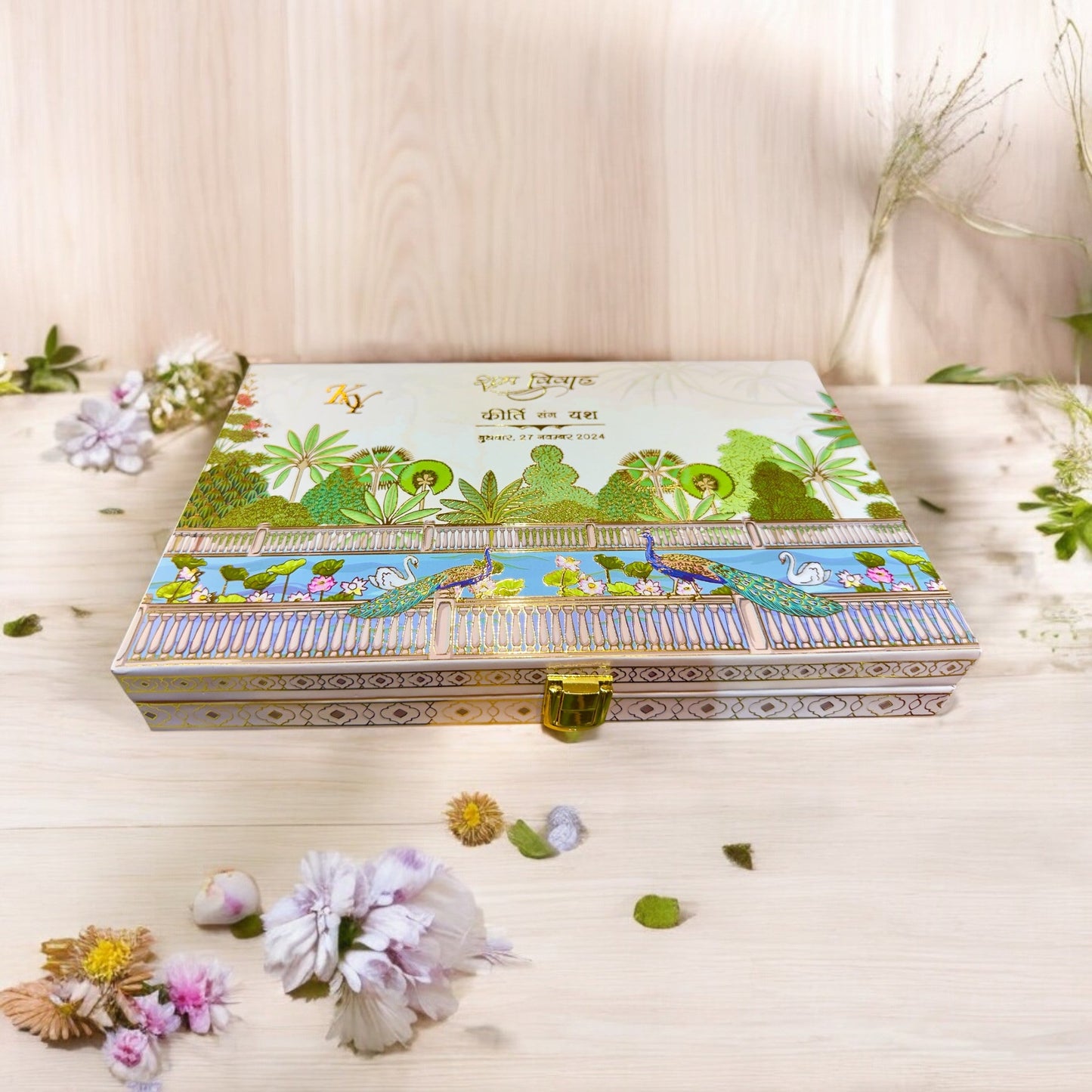MDF Pichwai Wedding Card